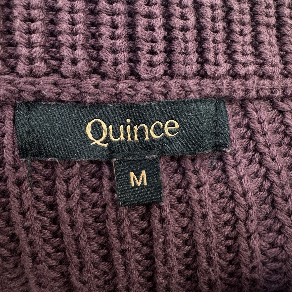 Quince 100% Organic Cotton Fisherman Sweater Size Medium Eggplant Boxey - Picture 3 of 12